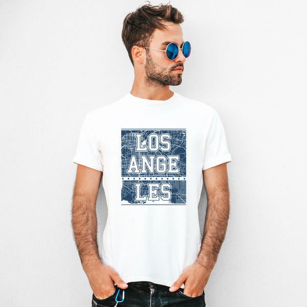 Los Angeles Map Round Neck T-Shirt
